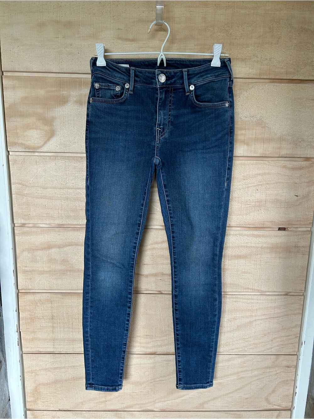 True Religion Jennie Curvy Midrise Dark Blue Skinny Jeans Size 28